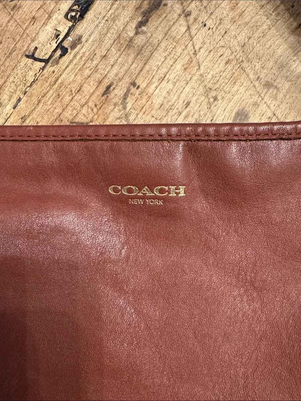 Coach brown leather tote. Genuine leather.